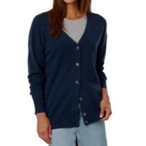 Madewell Women's XS Sweater Blue Merino Wool Blend Cardigan V-Neck Button Front